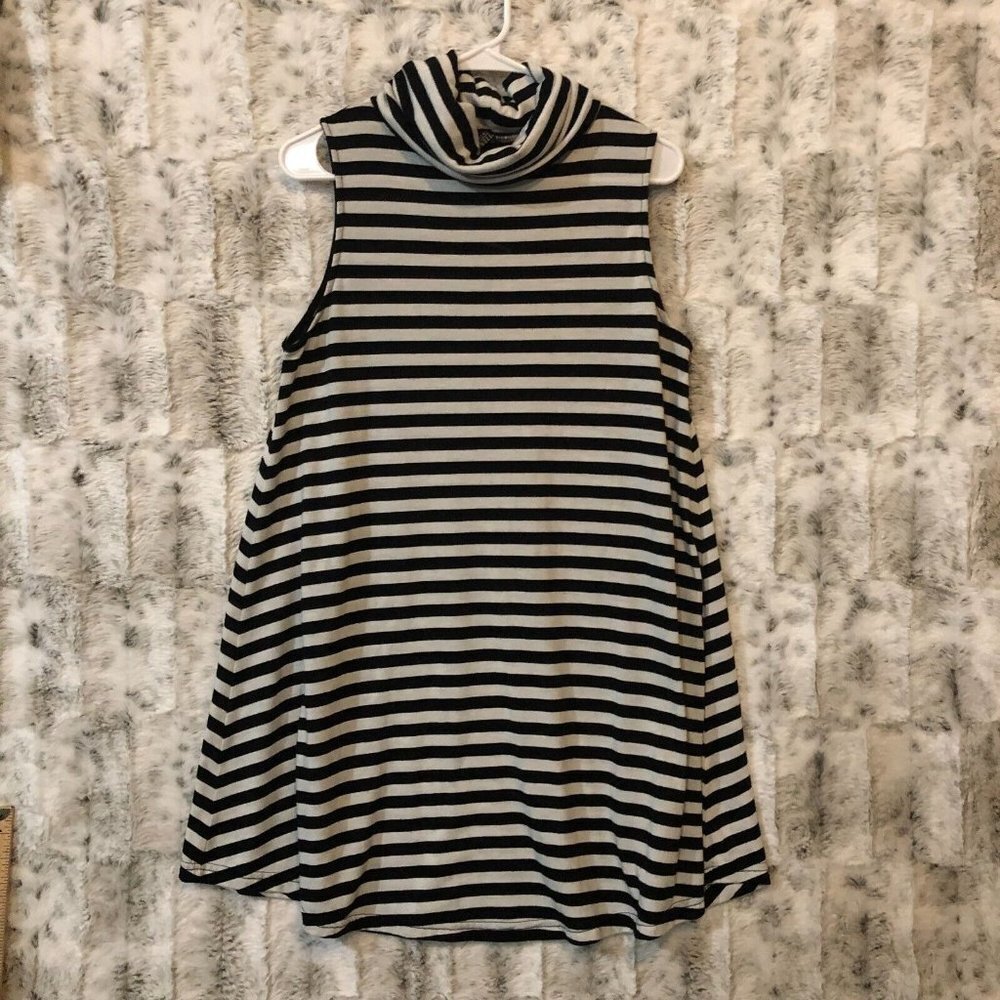 Cotton On Women's Striped Turtleneck Sleeveless Dress Size S Black/White